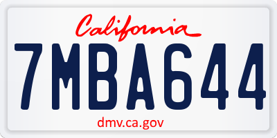CA license plate 7MBA644