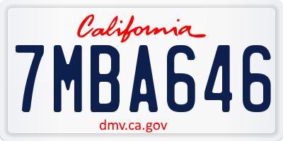 CA license plate 7MBA646