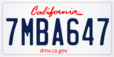 CA license plate 7MBA647