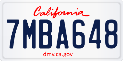 CA license plate 7MBA648
