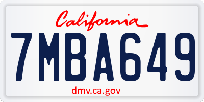 CA license plate 7MBA649