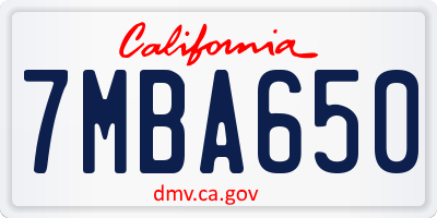 CA license plate 7MBA650