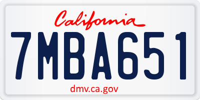 CA license plate 7MBA651