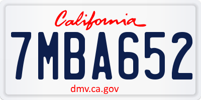 CA license plate 7MBA652