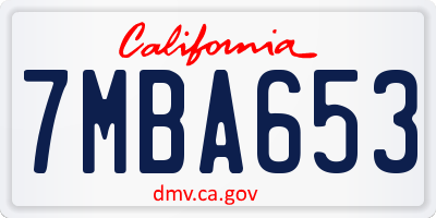 CA license plate 7MBA653