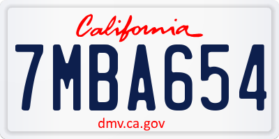 CA license plate 7MBA654