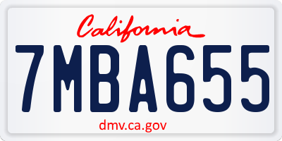CA license plate 7MBA655