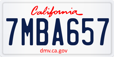CA license plate 7MBA657