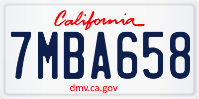 CA license plate 7MBA658