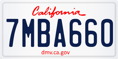 CA license plate 7MBA660