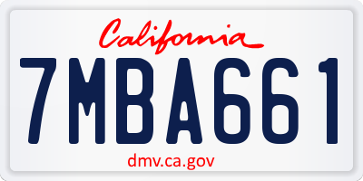 CA license plate 7MBA661