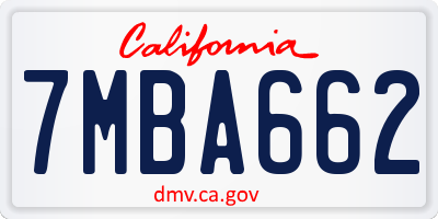 CA license plate 7MBA662
