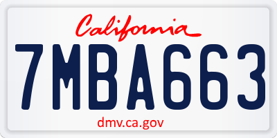 CA license plate 7MBA663