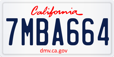 CA license plate 7MBA664