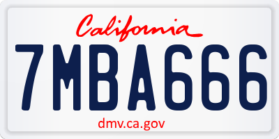 CA license plate 7MBA666