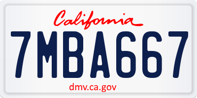 CA license plate 7MBA667