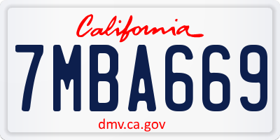 CA license plate 7MBA669