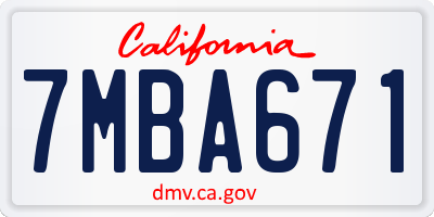 CA license plate 7MBA671
