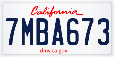 CA license plate 7MBA673