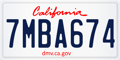 CA license plate 7MBA674
