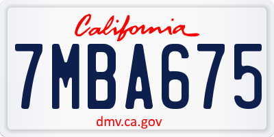 CA license plate 7MBA675