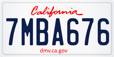 CA license plate 7MBA676