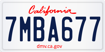CA license plate 7MBA677
