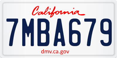 CA license plate 7MBA679