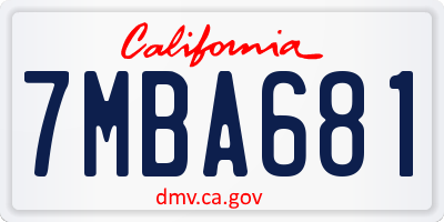CA license plate 7MBA681