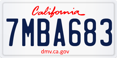 CA license plate 7MBA683