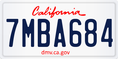 CA license plate 7MBA684