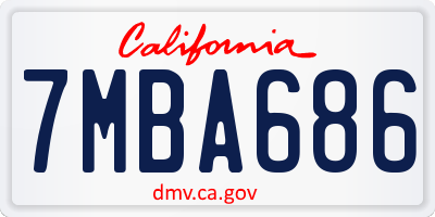 CA license plate 7MBA686