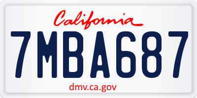 CA license plate 7MBA687