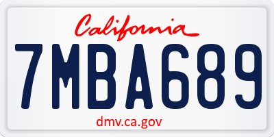 CA license plate 7MBA689