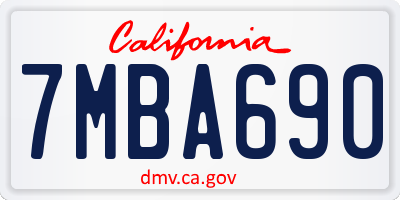 CA license plate 7MBA690