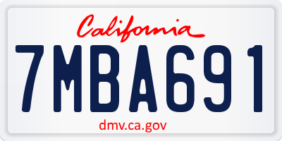 CA license plate 7MBA691