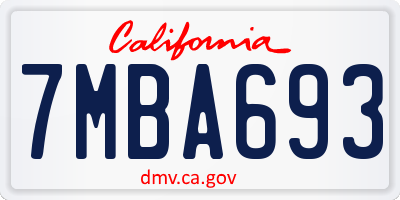 CA license plate 7MBA693