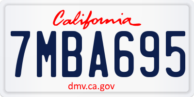 CA license plate 7MBA695