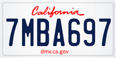 CA license plate 7MBA697