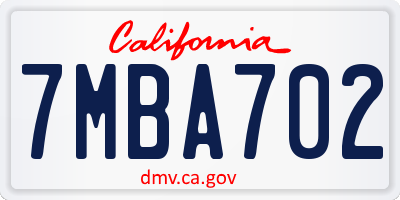 CA license plate 7MBA702