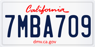 CA license plate 7MBA709
