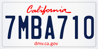 CA license plate 7MBA710