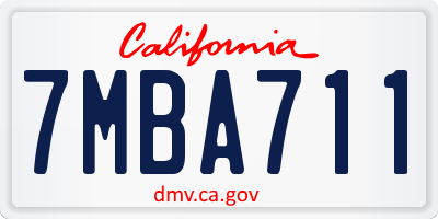 CA license plate 7MBA711