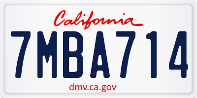 CA license plate 7MBA714