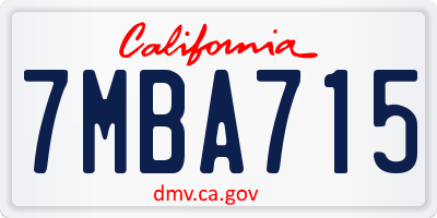 CA license plate 7MBA715