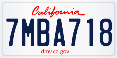 CA license plate 7MBA718