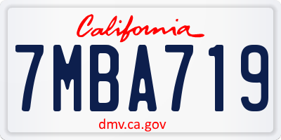 CA license plate 7MBA719