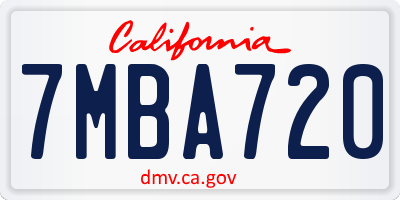 CA license plate 7MBA720