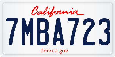 CA license plate 7MBA723