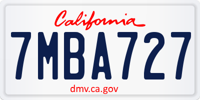 CA license plate 7MBA727